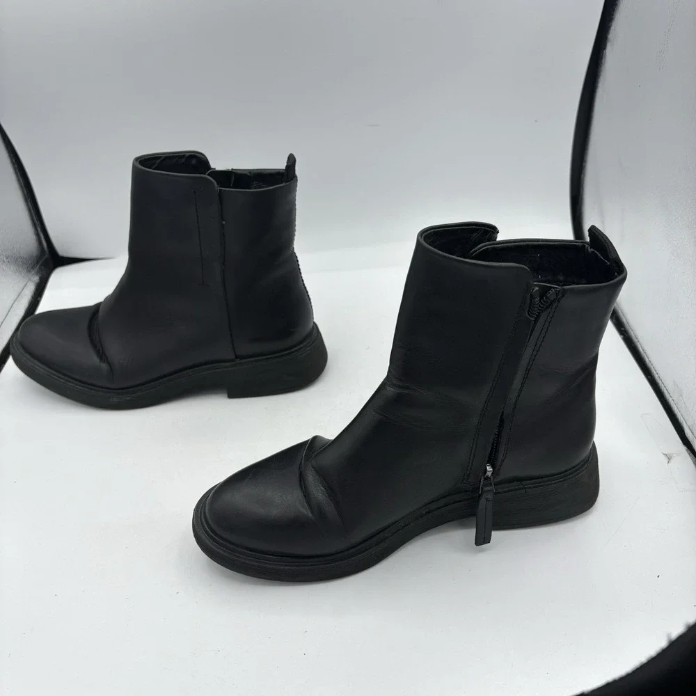 Franco Sarto Boots Womens Size 7 Beam Black‎ Leather Ankle Booties